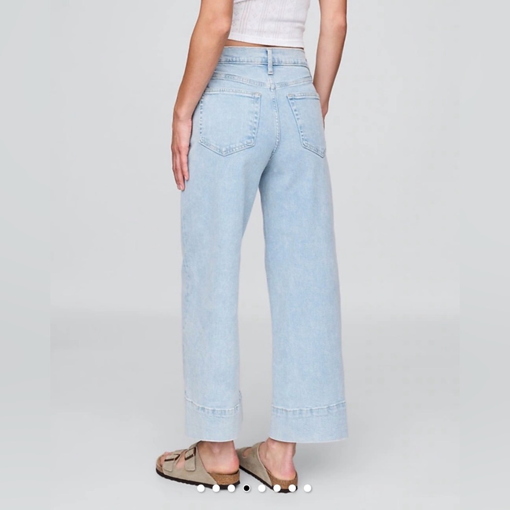 GAP High Rise Stride Wide Leg Ankle Jeans Light Wash Size 33 16L NWT ☀️🍂🥶🌼 - Picture 3 of 8